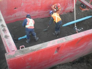 Installation de conduites d’égout sanitaire